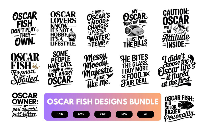 Oscar Fish SVG Bundle | Tropical Aquarium , Cichlid Lover Cut Files for Cricut, Sublimation & Decor