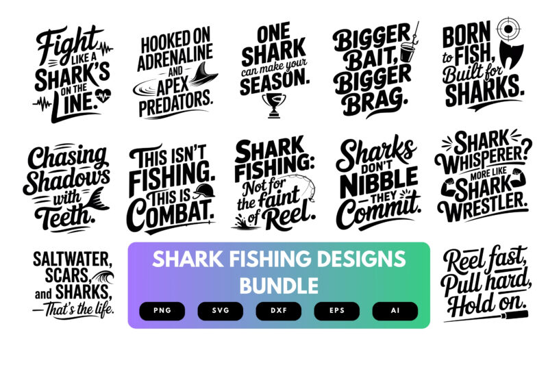 Shark Fishing SVG Bundle | Deep Sea Angler , Sport Fishing Cut Files for Cricut, Sublimation & Apparel