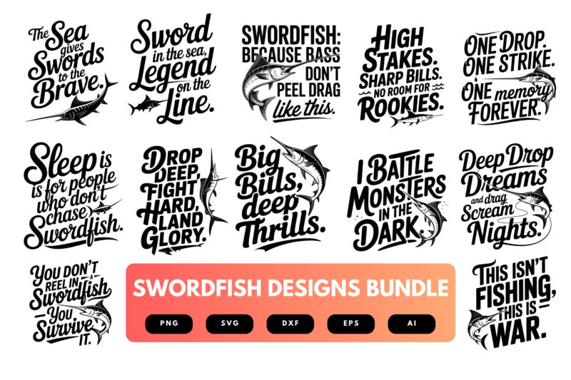 Swordfish SVG Bundle | Deep Sea Fishing , Sport Angler Cut Files for Cricut, Sublimation & Apparel