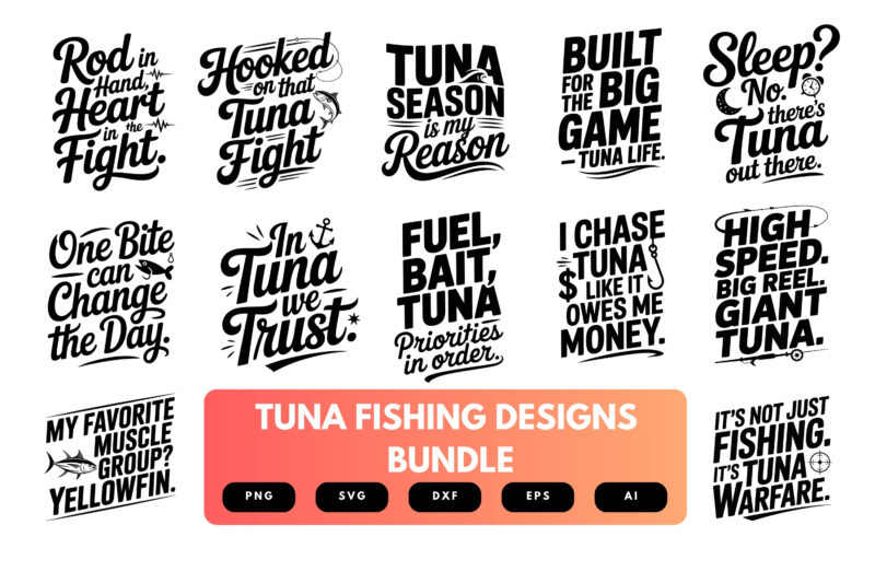 Tuna Fishing SVG Bundle | Deep Sea Angler , Offshore Fishing Cut Files for Cricut, Sublimation & Apparel