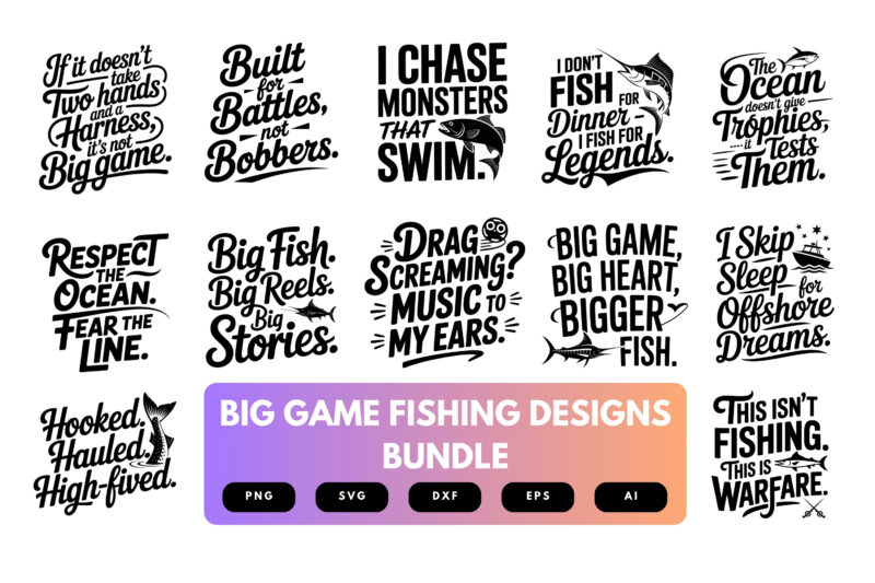 Big Game Fishing SVG Bundle | Offshore Angler , Deep Sea Sport Fishing Cut Files for Cricut & Sublimation