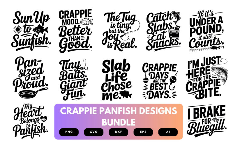 Crappie Panfish SVG Bundle | Freshwater Fishing , Angler Cut Files for Cricut, Sublimation & Outdoor Gear