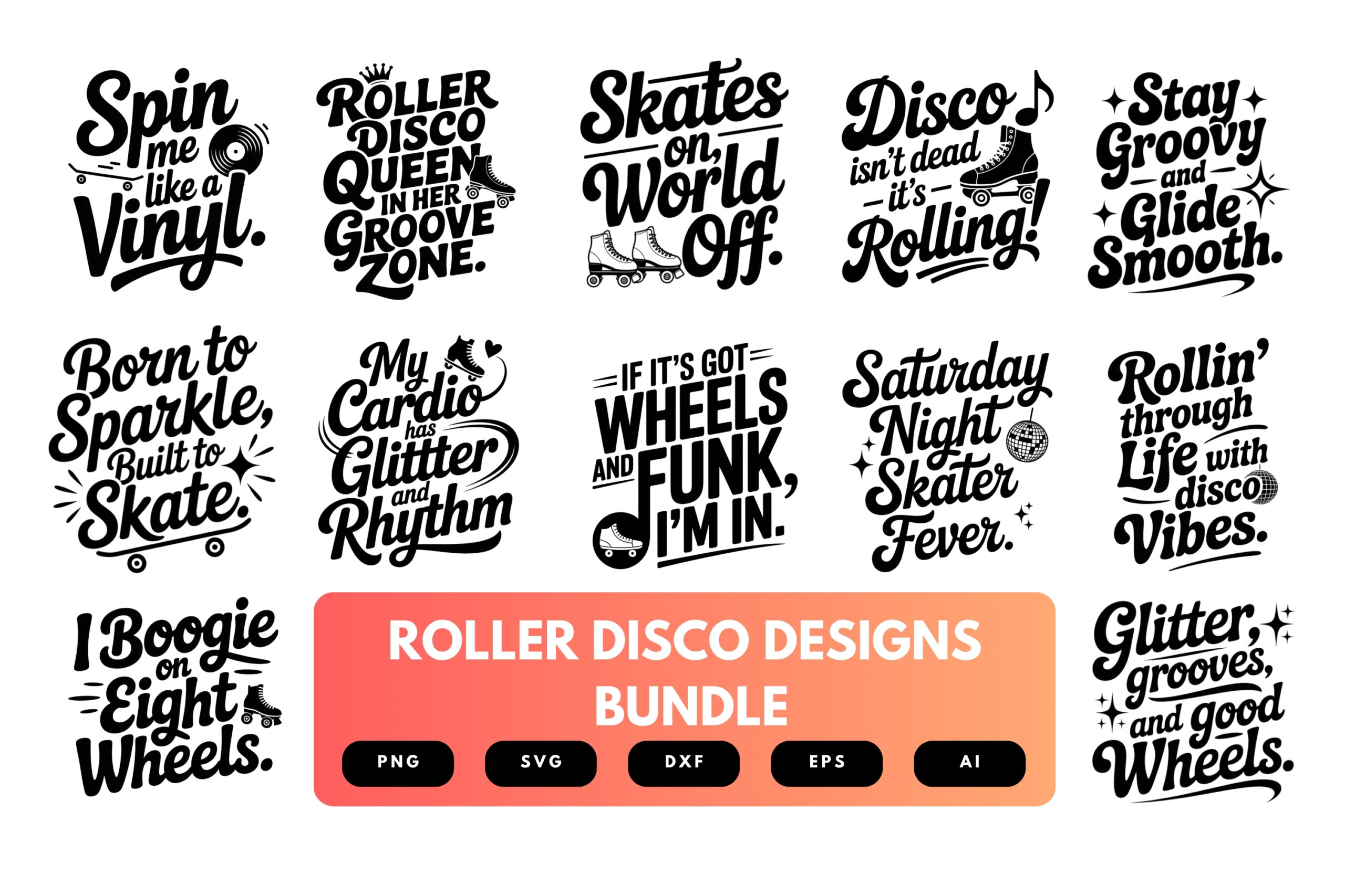 Roller Disco SVG Bundle | Retro Skating Cut Files for Cricut, Sublimation & 70s-Inspired Apparel Roller Disco SVG Bundle | Retro Skating Cut Files for Cricut, Sublimation & 70s-Inspired Apparel