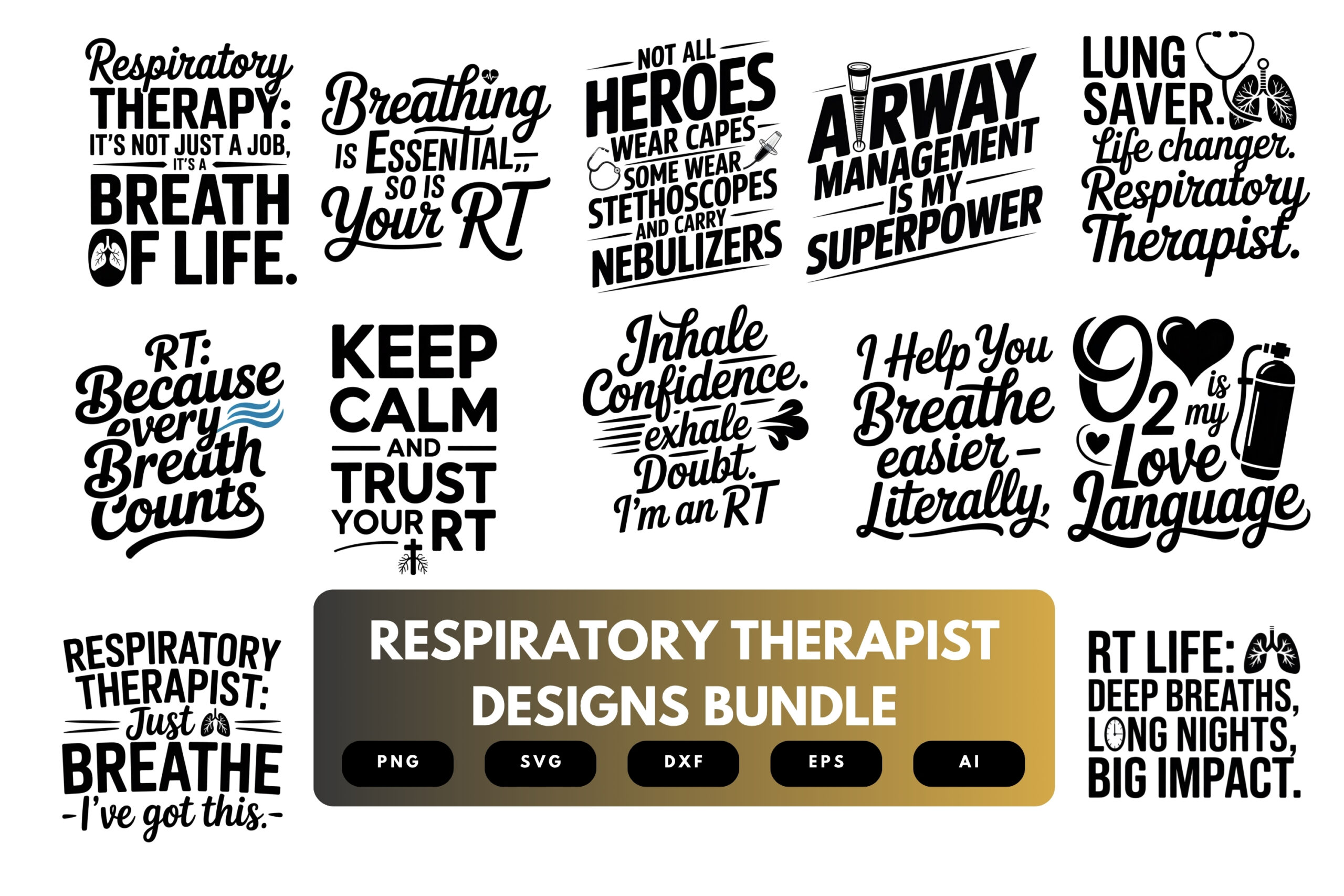 Respiratory Therapist SVG Bundle | RT Quotes, Medical Clipart and Healthcare Cut Files for Cricut & Sublimation Respiratory Therapist SVG Bundle | RT Quotes, Medical Clipart and Healthcare Cut Files for Cricut & Sublimation