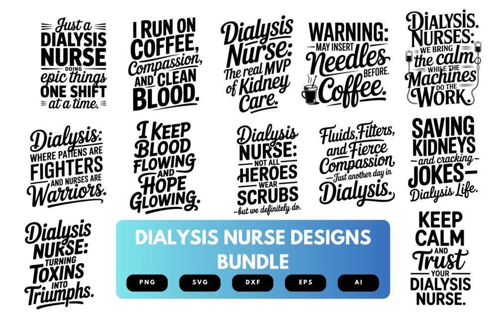 Dialysis Nurse SVG Bundle | Kidney Care Clipart, Medical Silhouette Cut Files for Cricut & Sublimation