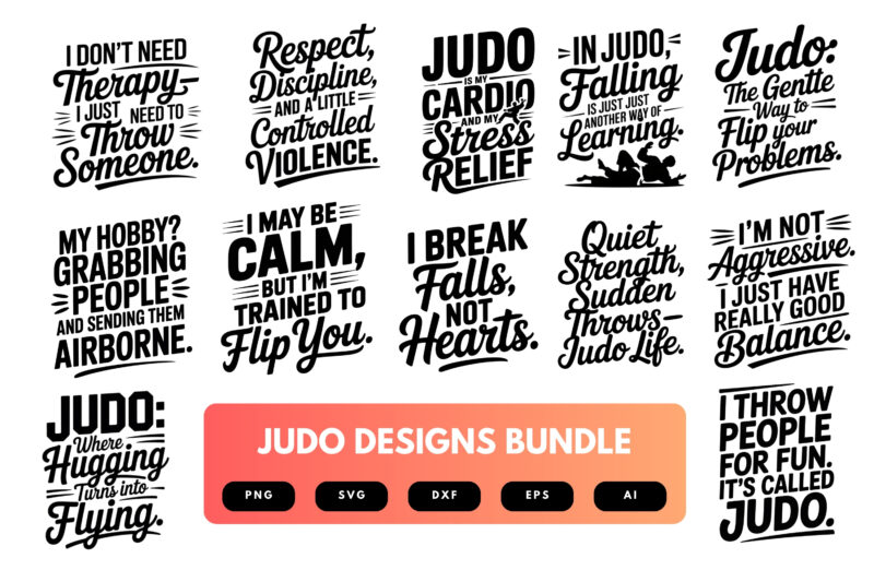 Judo SVG Bundle | Martial Arts Clipart, Fighter Silhouette Cut Files for Cricut & Sublimation