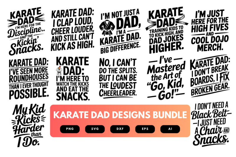 Karate Dad SVG Bundle | Martial Arts Clipart, Father Silhouette Cut Files for Cricut & Sublimation