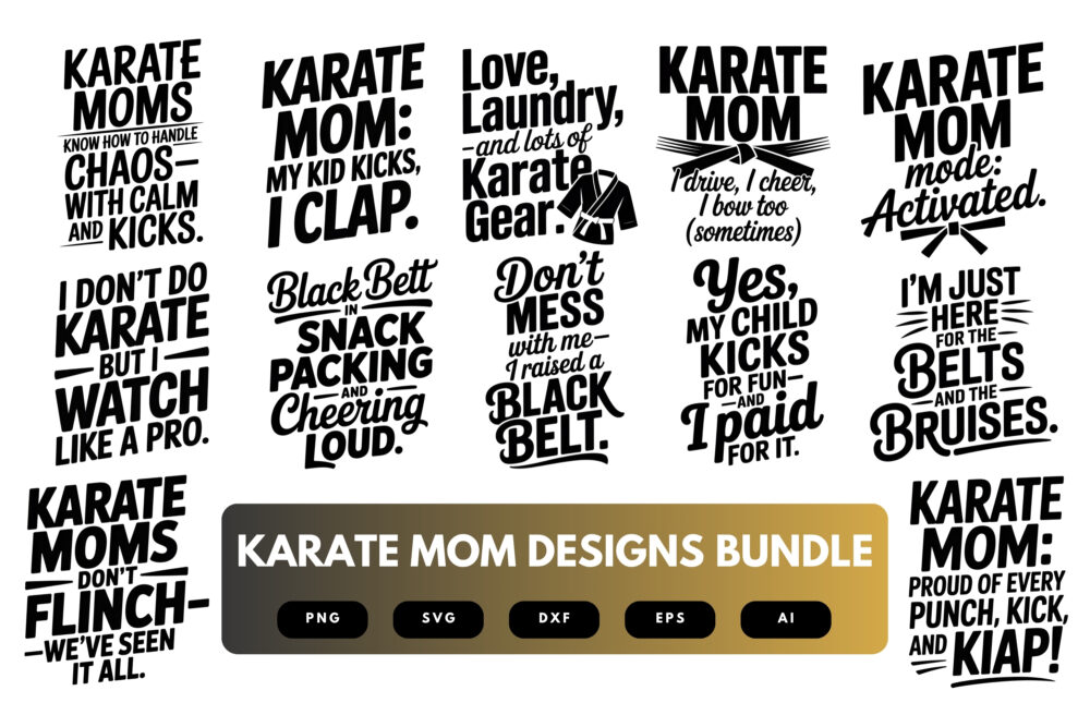 Karate Mom SVG Bundle | Martial Arts Clipart, Strong Mother Silhouette Cut Files for Cricut & Sublimation