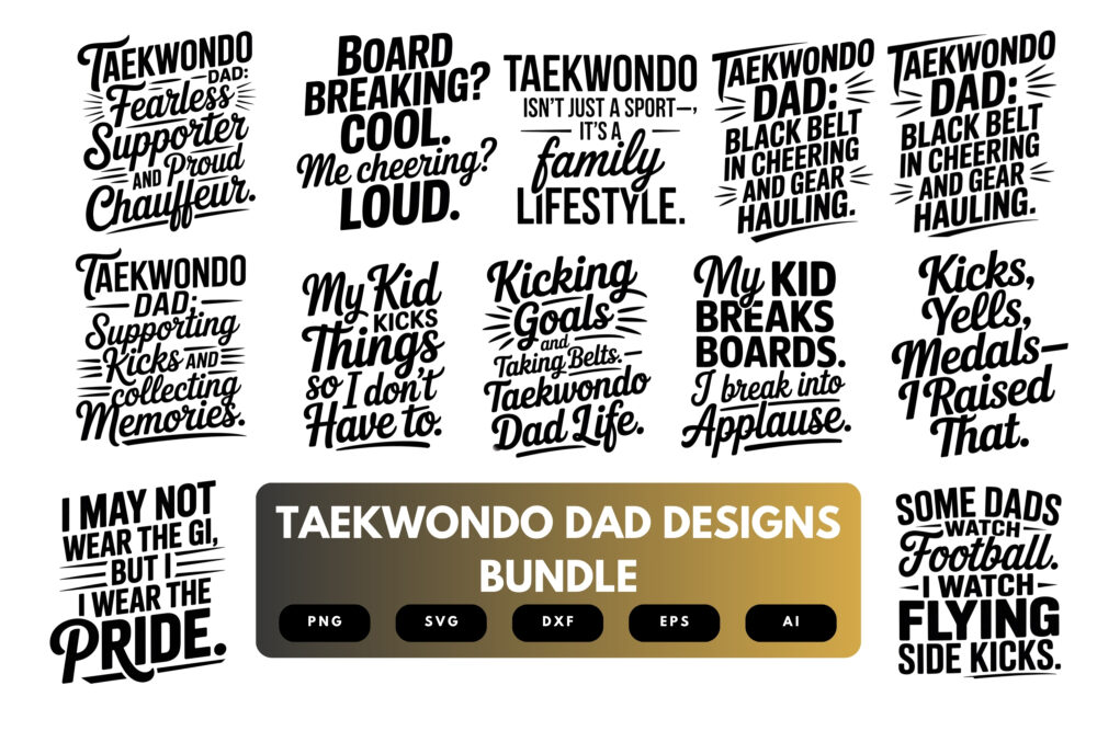 Taekwondo Dad SVG Bundle | Martial Arts Clipart, Father Silhouette Cut Files for Cricut & Sublimation