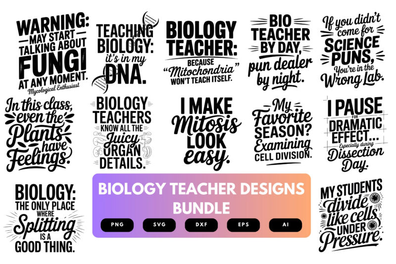 Biology Teacher SVG Bundle | Science Clipart, Anatomy ,Lab Silhouette Cut Files for Cricut & Sublimation