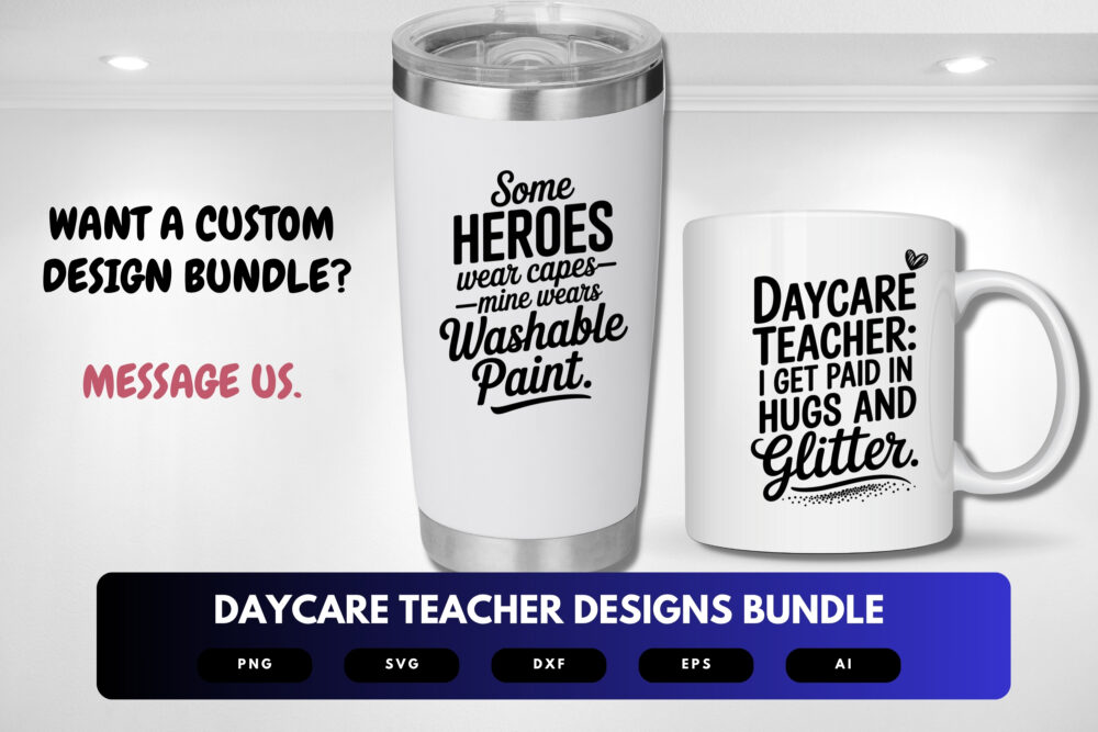 Daycare Teacher SVG Bundle | Childcare Clipart, Preschool Quote Cut Files for Cricut & Sublimation - Image 8