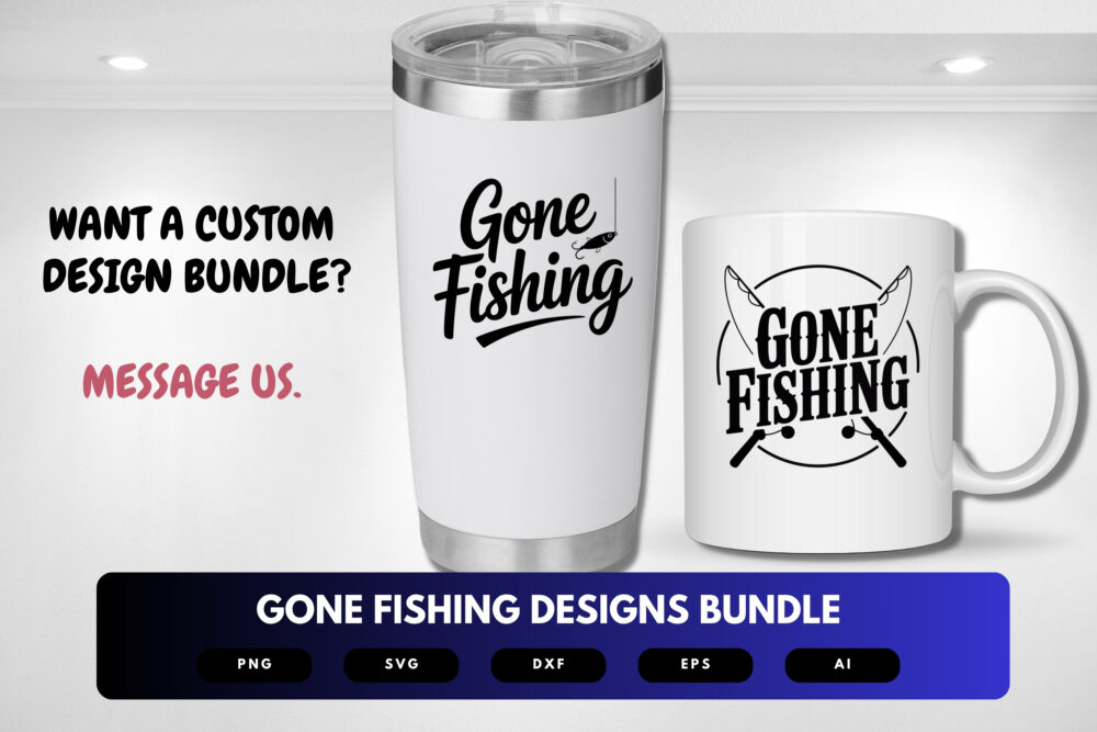 Gone Fishing SVG Bundle | Fishing Quote Clipart, Angler Silhouette Cut Files for Cricut & Sublimation - Image 8