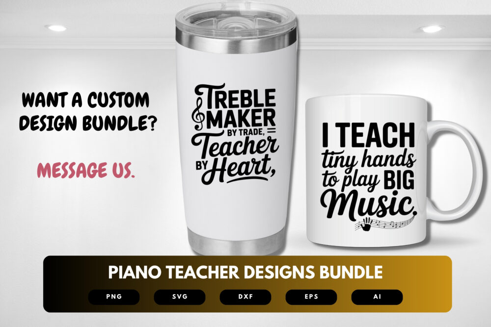 Piano Teacher SVG Bundle | Music Quote Clipart, Keyboard Silhouette Cut Files for Cricut & Sublimation - Image 8