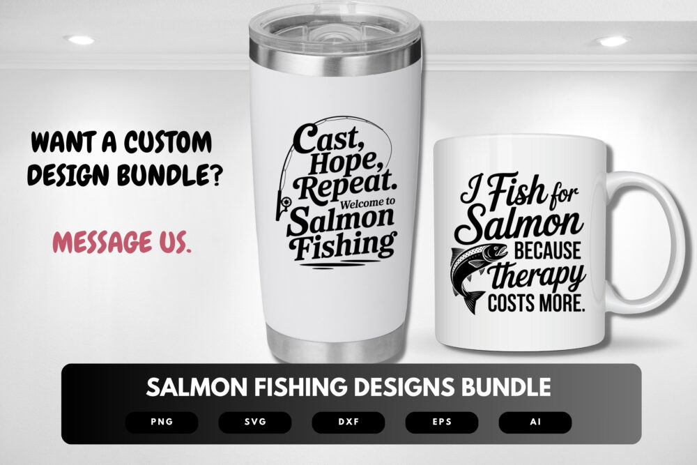 Salmon Fishing SVG Bundle | Angler Clipart, Fishing Quote Cut Files for Cricut & Sublimation - Image 8