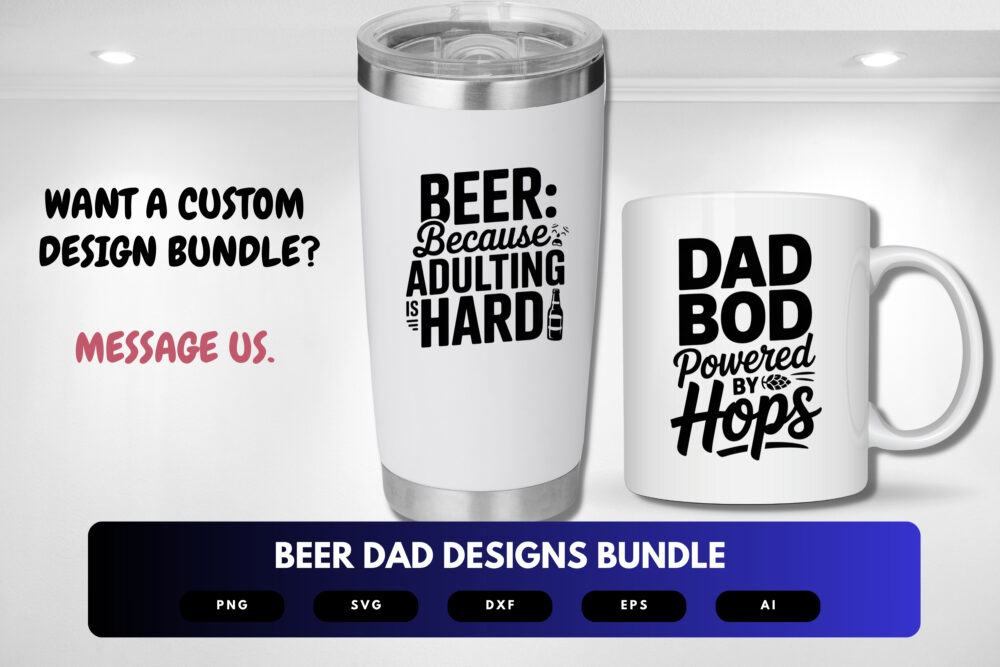 Beer Dad SVG Bundle | Funny Father’s Day Clipart, Beer Mug Silhouette Cut Files for Cricut & Sublimation - Image 8