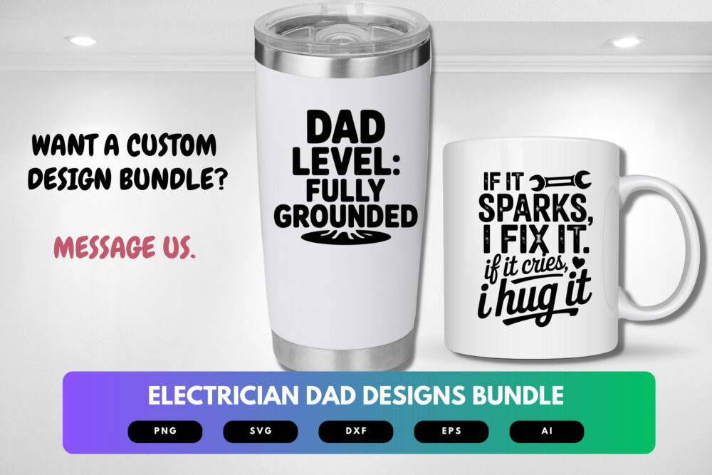 Electrician Dad SVG Bundle | Funny Electrical Clipart, Voltage Silhouette Cut Files for Cricut & Sublimation - Image 8