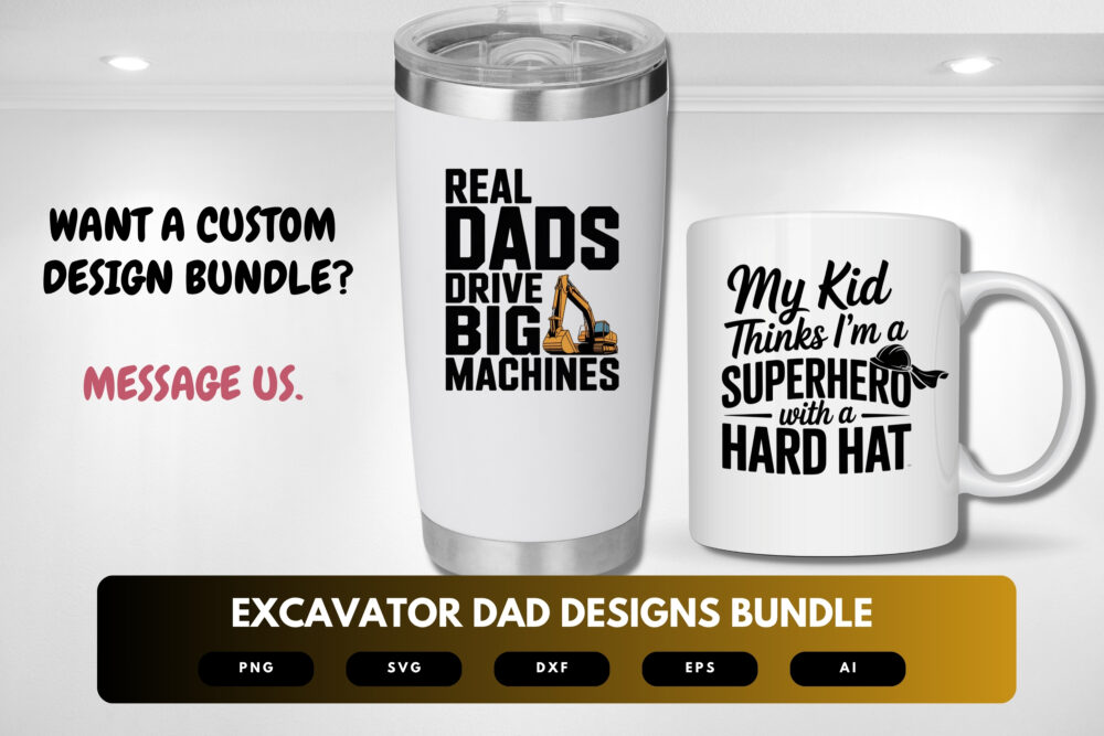 Excavator Dad SVG Bundle | Heavy Machinery Clipart, Construction Silhouette Cut Files for Cricut & Sublimation - Image 8