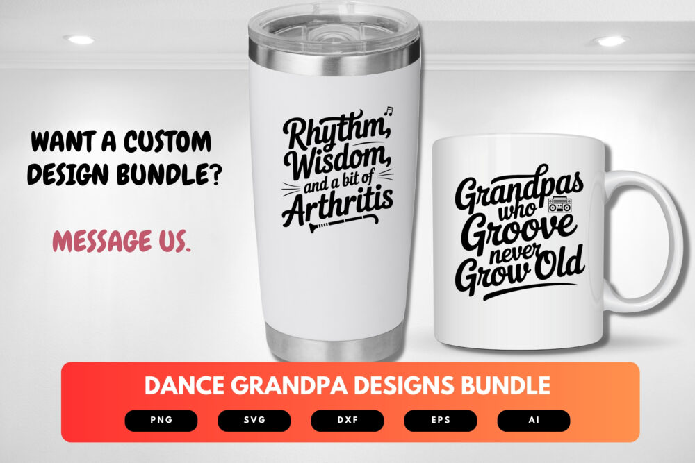 Dance Grandpa SVG Bundle | Funny Grandpa Dancing Clipart, Senior Silhouette Cut Files for Cricut & Sublimation - Image 2