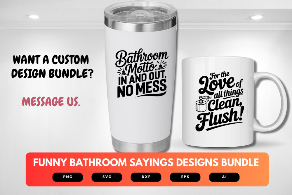 Funny Bathroom Sayings SVG Bundle | Hilarious Toilet Quote Cut Files for Cricut & Bathroom Wall Decor - Image 3