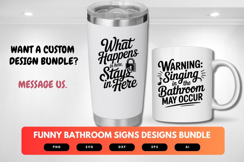 Funny Bathroom Signs SVG Bundle | Hilarious Toilet Quotes, Restroom Decor Cut Files for Cricut & Sublimation - Image 3
