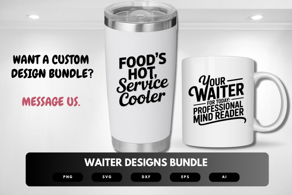 Waiter SVG Bundle | Restaurant Service Clipart, Waitstaff Quote Cut Files for Cricut & Sublimation - Image 2