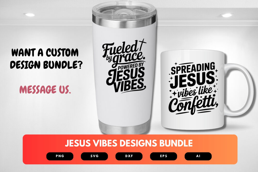 Jesus Vibes SVG Bundle | Trendy Christian Quotes , Faith-Based Cut Files for Cricut, Sublimation & DIY Crafts - Image 2