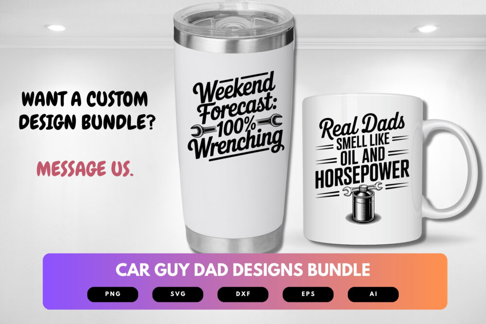 Car Guy Dad SVG Bundle | Garage Mechanic Clipart, Muscle Car Silhouette Cut Files for Cricut & Sublimation - Image 2