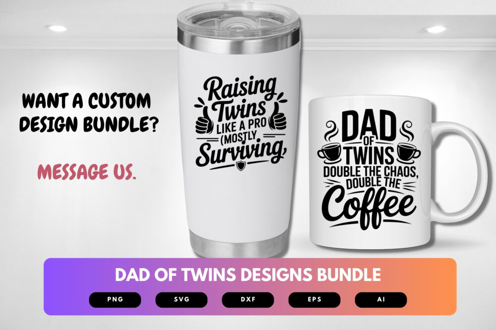 Dad of Twins SVG Bundle | Fatherhood Clipart, Twin Dad Silhouette Cut Files for Cricut & Sublimation - Image 2