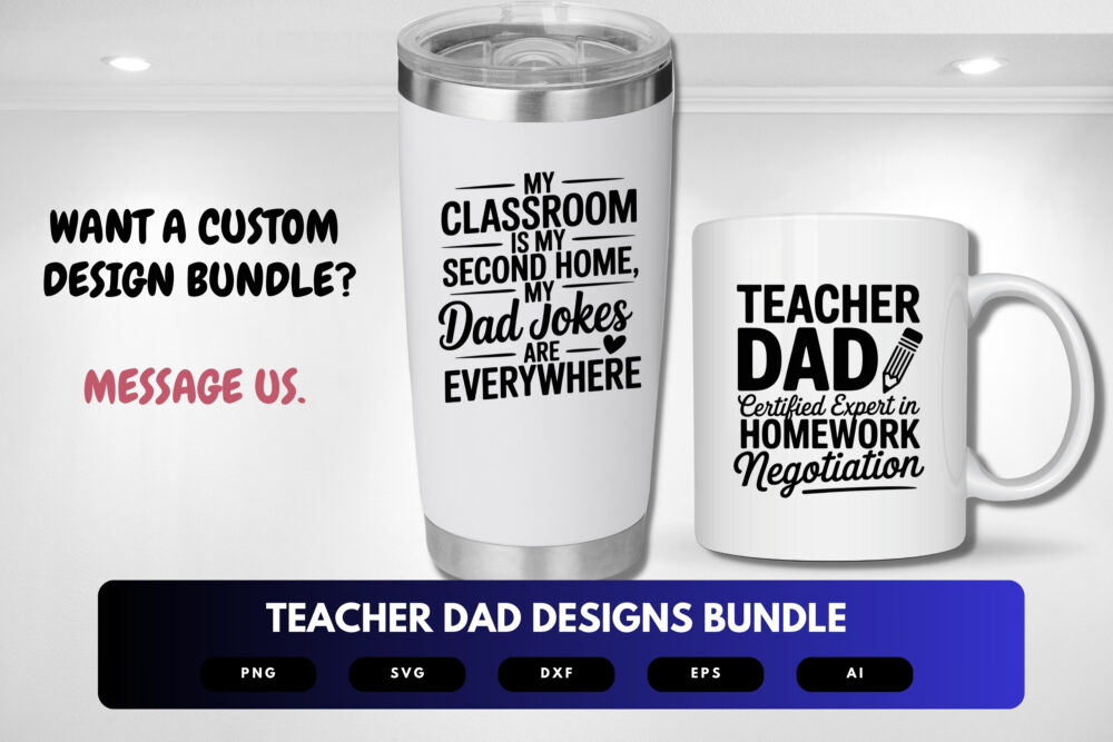 Teacher Dad SVG Bundle | Education Clipart, School Silhouette Cut Files for Cricut & Sublimation - Image 2