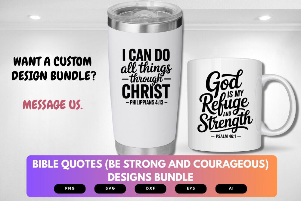 Be Strong and Courageous SVG Bundle | Bible Verse Cut Files, Christian Motivational Scripture Designs for Cricut & Sublimation - Image 2