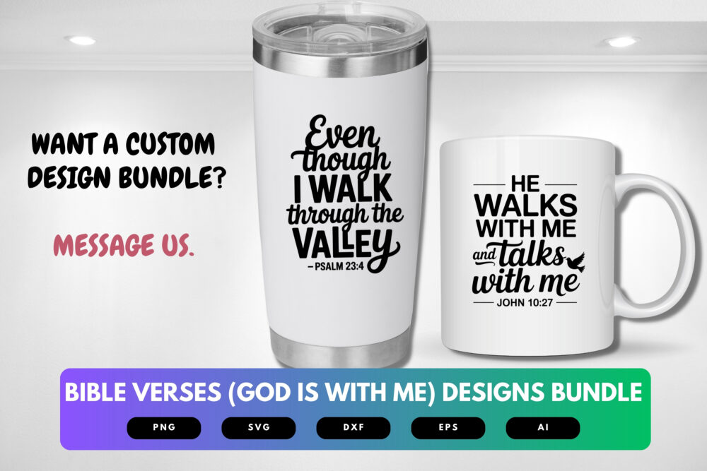 God Is With Me SVG Bundle | Bible Verse Cut Files, Christian Encouragement Designs for Cricut & Sublimation - Image 2