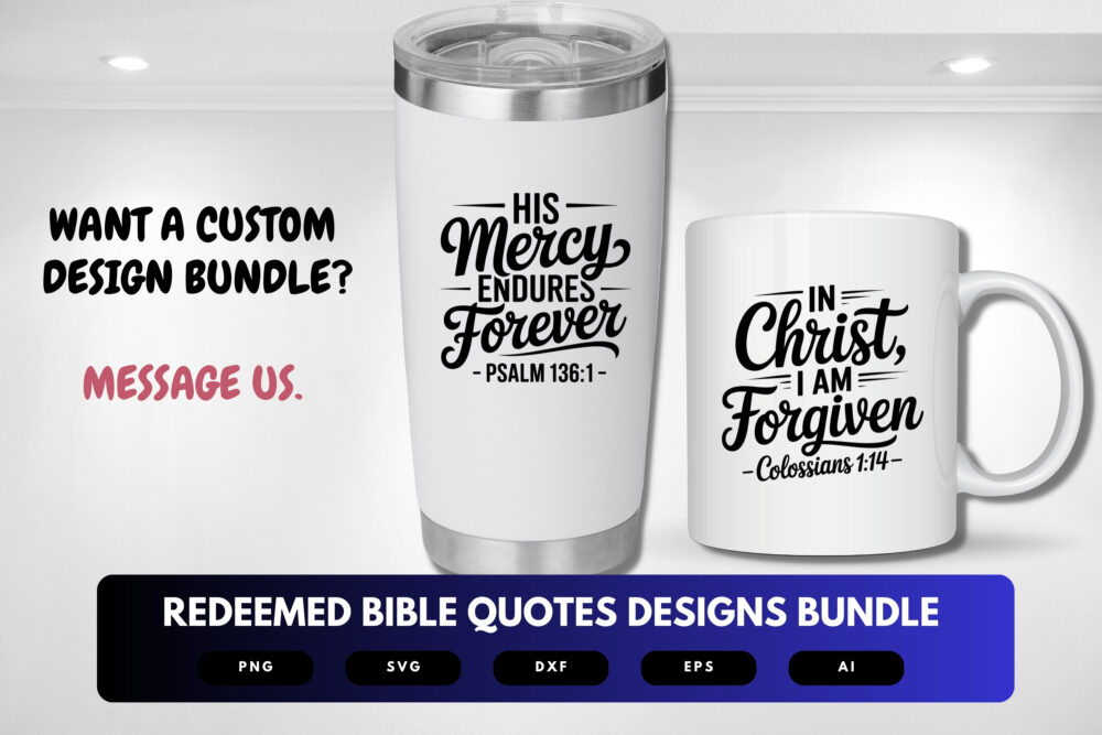 Redeemed SVG Bundle | Bible Verse Cut Files, Christian Inspirational Quotes for Cricut & Sublimation - Image 2