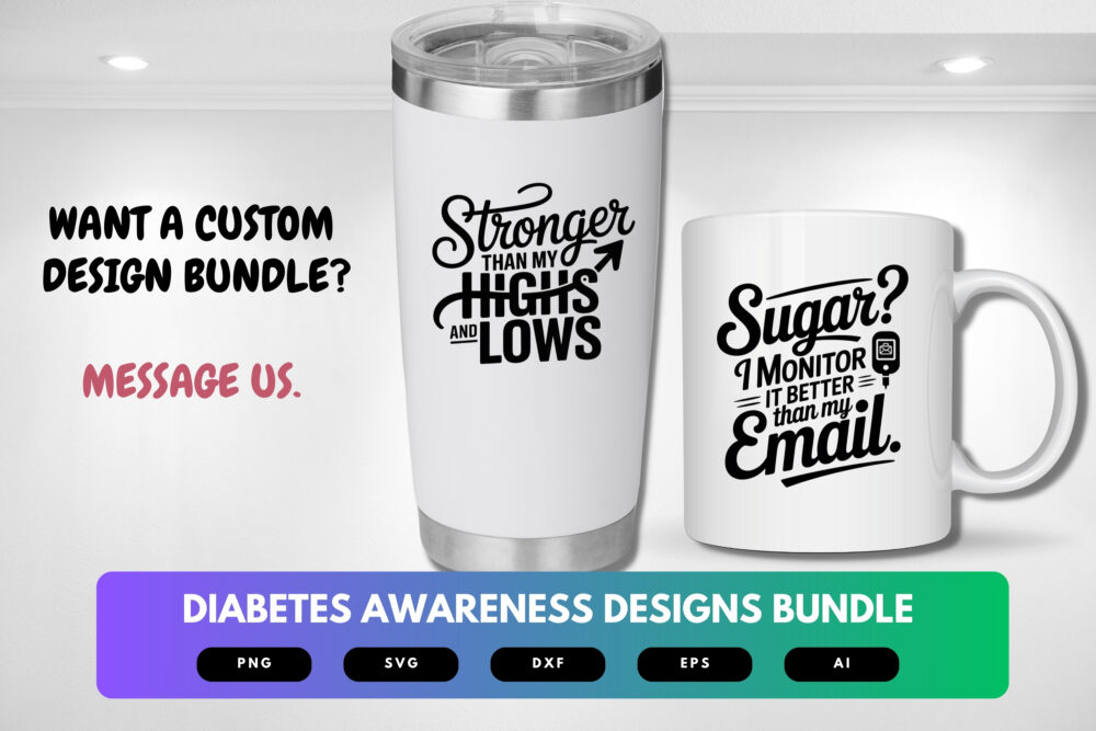 Diabetes Awareness SVG Bundle | Medical Ribbon Clipart, Diabetic Support Cut Files for Cricut & Sublimation - Image 2