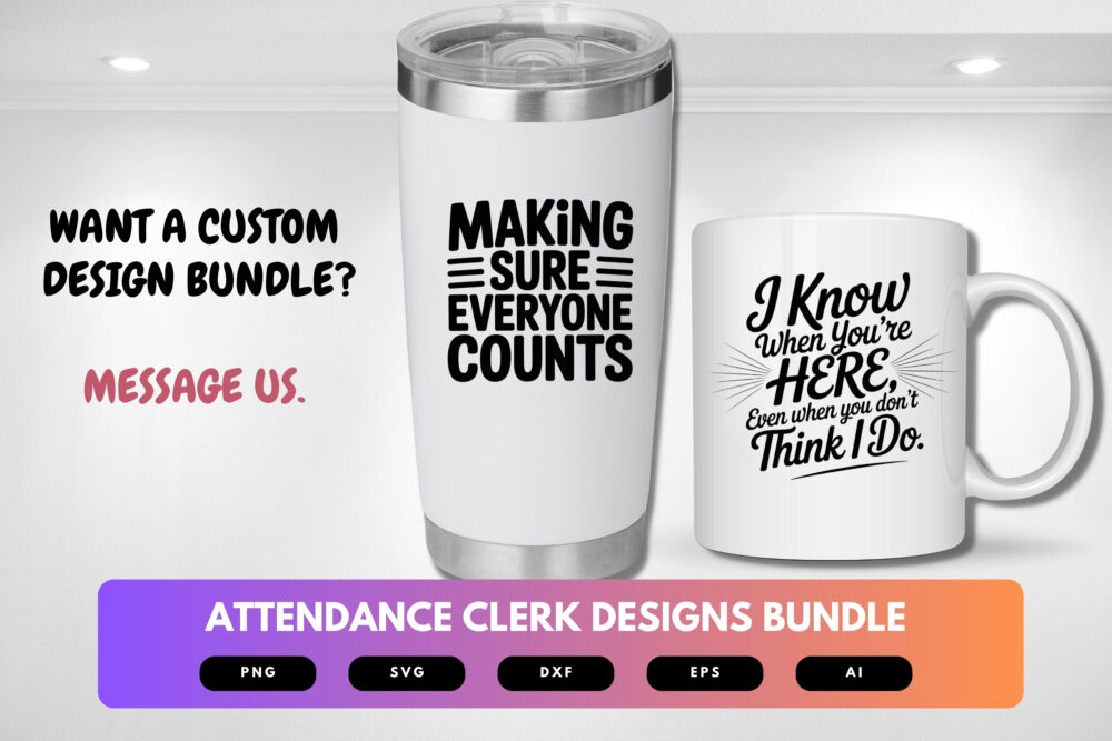 Attendance Clerk SVG Bundle | School Office Clipart, Staff Silhouette Cut Files for Cricut & Sublimation - Image 2