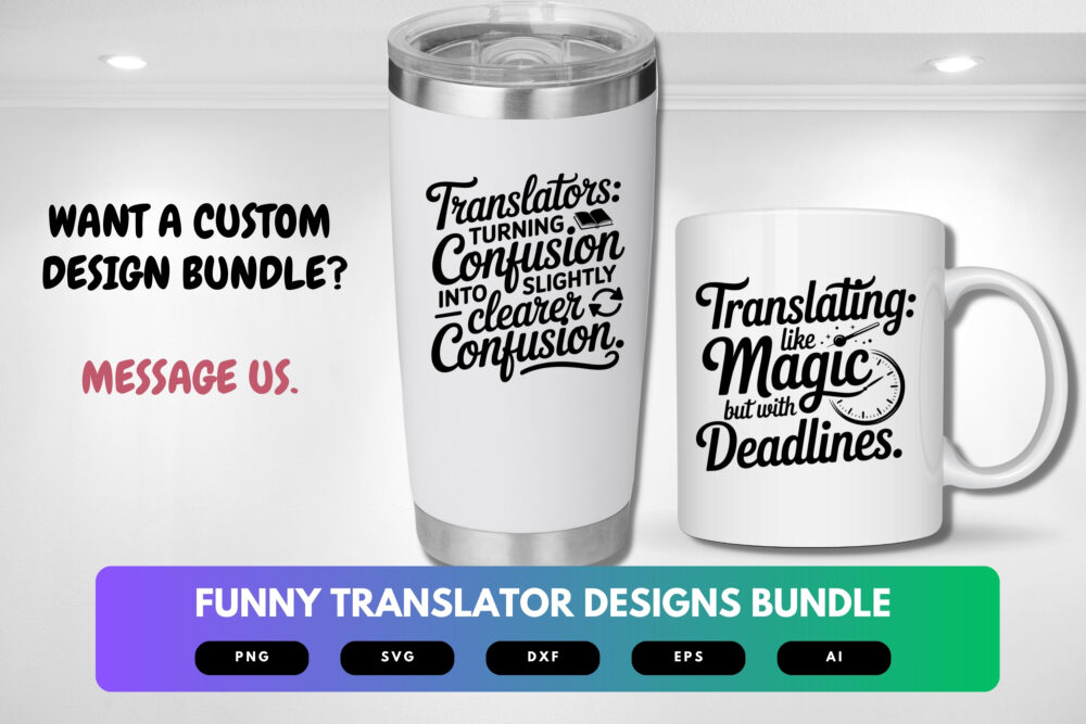 Translator SVG Bundle | Funny Language Shirt Designs, Interpreter Clipart , Silhouette Cut Files for Cricut & Sublimation - Image 2