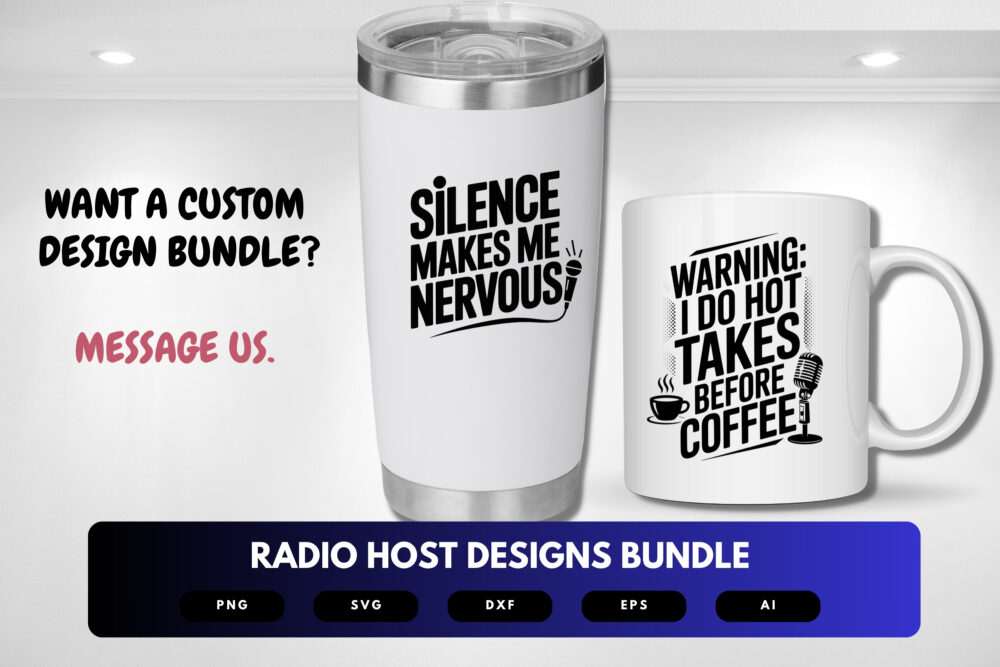 Radio Host SVG Bundle | Broadcasting Clipart, Podcast Silhouette Cut Files for Cricut & Sublimation - Image 2