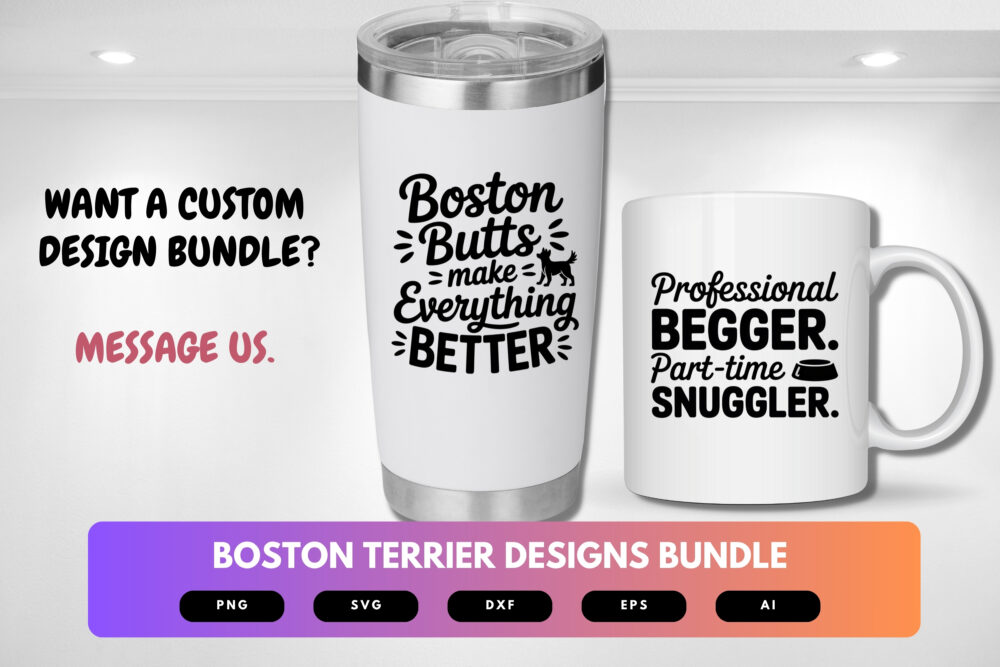 Boston Terrier SVG Bundle | Dog Clipart, Funny Pet Silhouette Cut Files for Cricut & Sublimation - Image 2