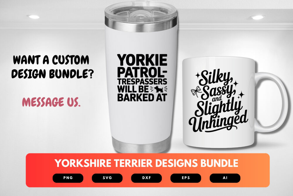 Yorkshire Terrier SVG Bundle | Cute Dog Clipart, Small Breed Pet Silhouette Cut Files for Cricut & Sublimation - Image 8