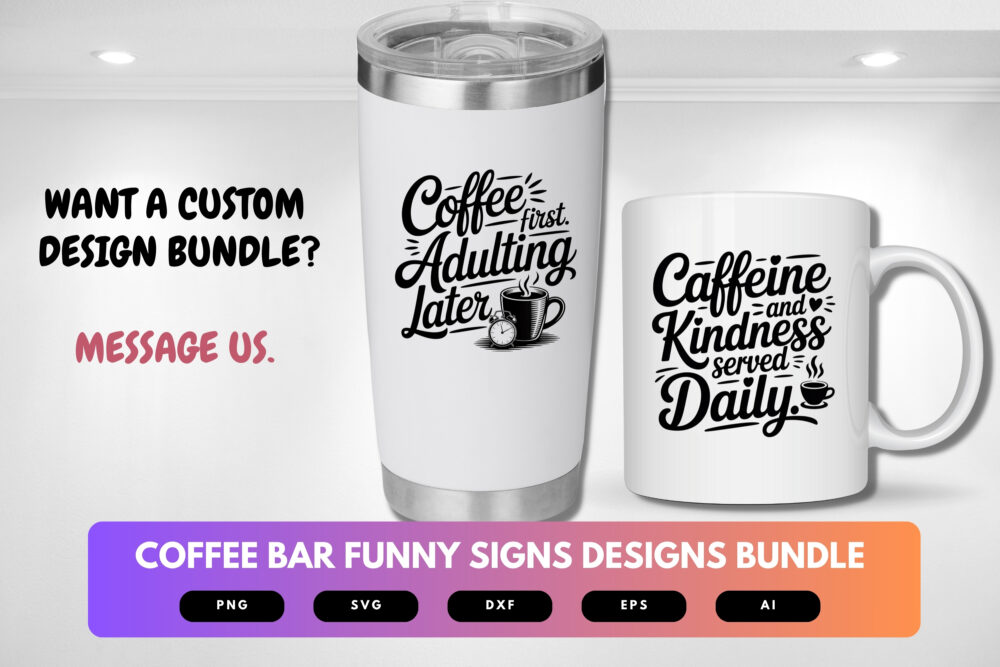 Coffee Bar SVG Bundle | Funny Coffee Quote Cut Files for Cricut, Café Sign Clipart, Barista Wall Decor Designs - Image 2