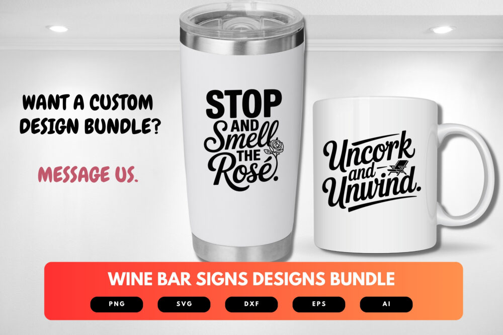 Wine Bar Signs SVG Bundle | Funny , Elegant Wine Quote Cut Files for Cricut, Bar & Kitchen Decor Clipart - Image 8