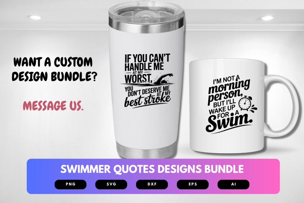 Swimmer Quotes SVG Bundle | Motivational Swim Sayings, Pool Life Graphics and Athletic Cut Files for Cricut & Sublimation - Image 8