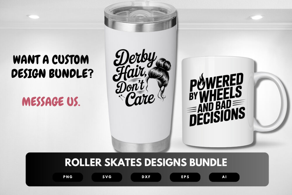 Roller Skates SVG Bundle | Retro Skating Quotes, Skater Girl Clipart and Roller Derby Cut Files for Cricut & Sublimation - Image 8