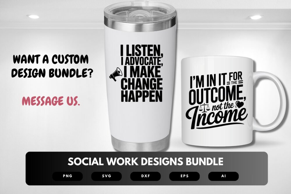 Social Work SVG Bundle | Empowering Quotes, Therapist Clipart and Mental Health Cut Files for Cricut & Sublimation - Image 8