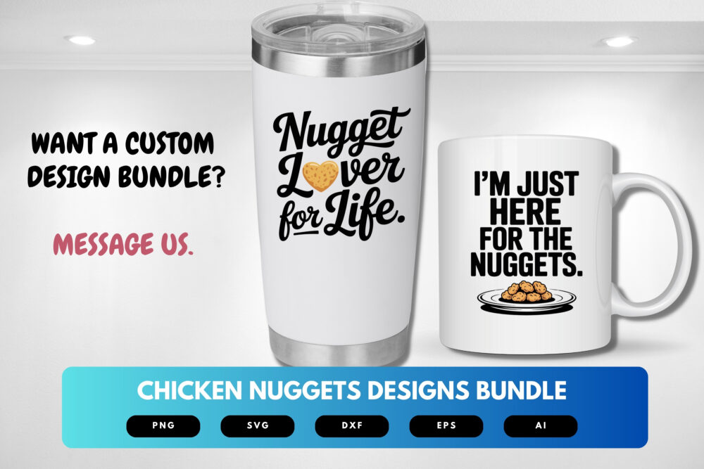 Chicken Nugget SVG Bundle | Funny Food Clipart, Fast Food Silhouette Cut Files for Cricut & Sublimation - Image 8
