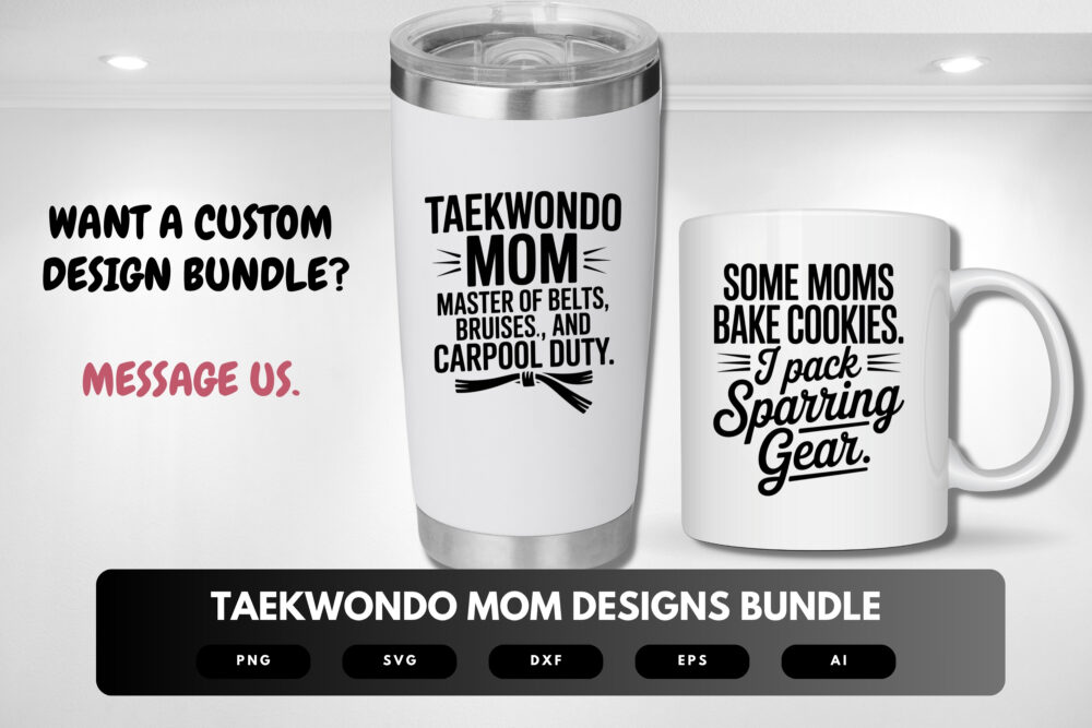 Taekwondo Mom SVG Bundle | Martial Arts Clipart, Strong Mother Silhouette Cut Files for Cricut & Sublimation - Image 8