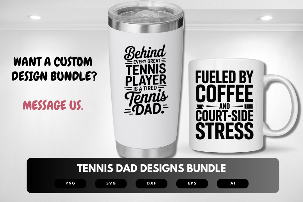 Tennis Dad SVG Bundle | Sports Clipart, Funny Father Silhouette Cut Files for Cricut & Sublimation - Image 8