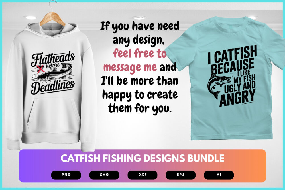 Catfish Fishing SVG Bundle | Angler Clipart, Fishing Silhouette Cut Files for Cricut & Sublimation - Image 7