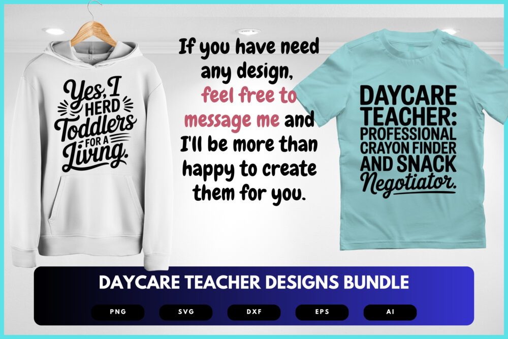Daycare Teacher SVG Bundle | Childcare Clipart, Preschool Quote Cut Files for Cricut & Sublimation - Image 7