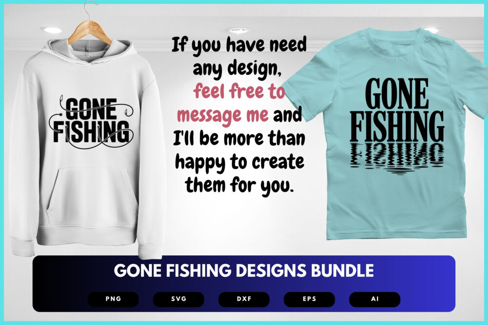 Gone Fishing SVG Bundle | Fishing Quote Clipart, Angler Silhouette Cut Files for Cricut & Sublimation - Image 7