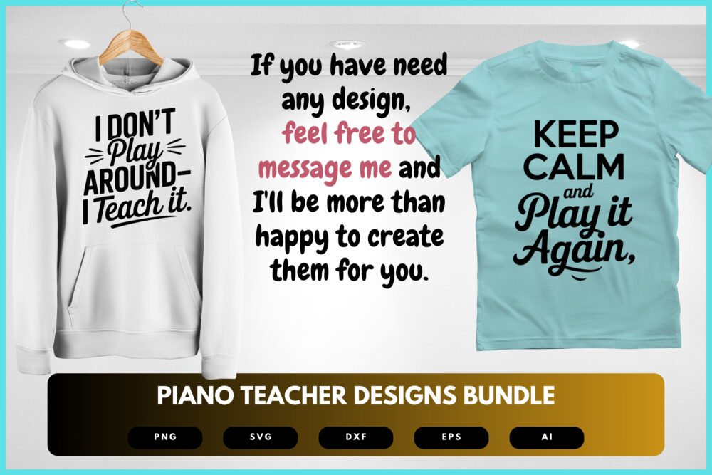 Piano Teacher SVG Bundle | Music Quote Clipart, Keyboard Silhouette Cut Files for Cricut & Sublimation - Image 7